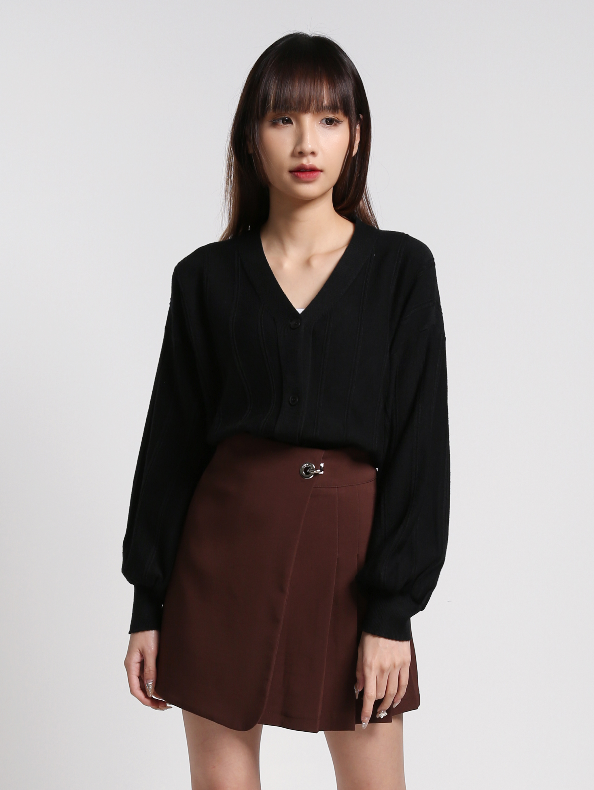 High Waist Side Pleated Skirt 27066