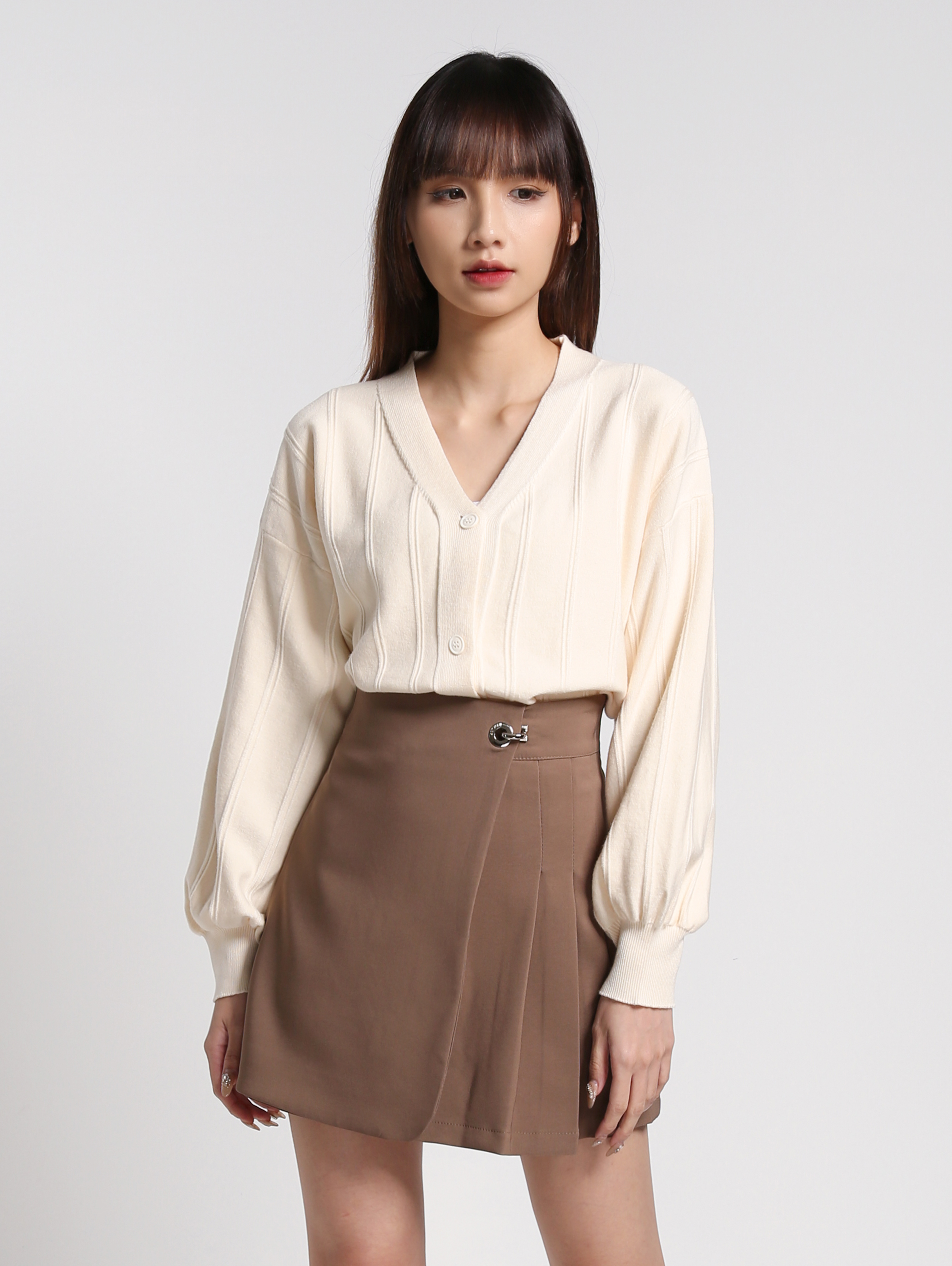 High Waist Side Pleated Skirt 27066