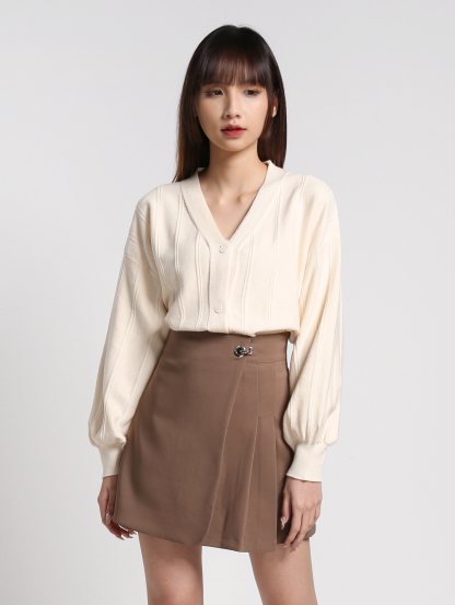 High Waist Side Pleated Skirt 27066