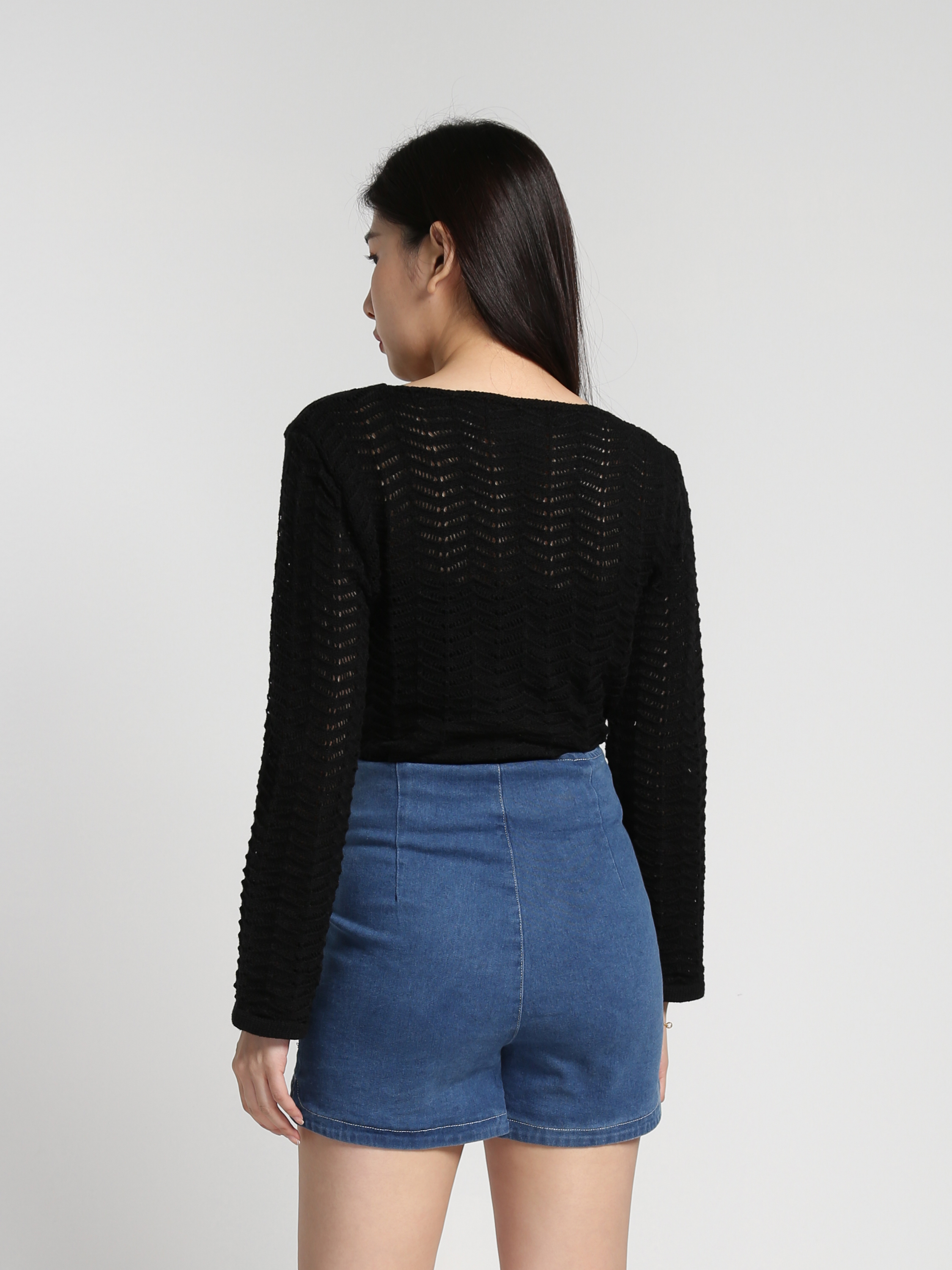 High Waist Denim Front Pocket Short Pants 27168