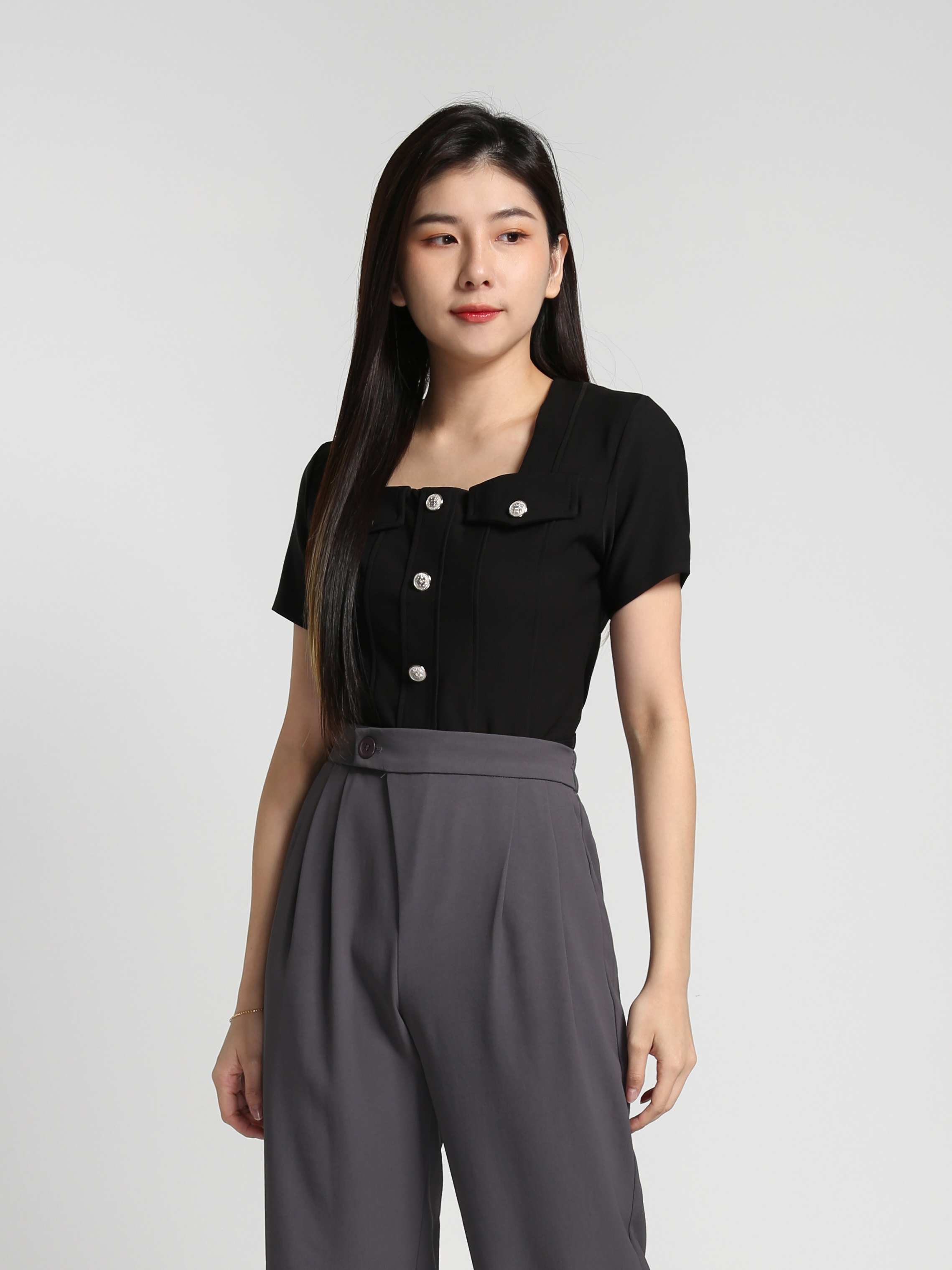 Square Neck Short Sleeve Top 27160