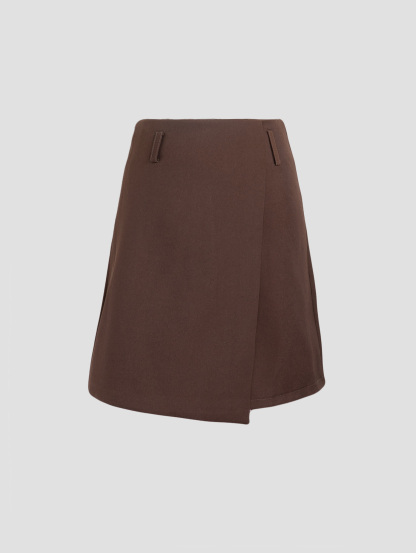 High Waist Irregular Long With Belt Skirt 27204