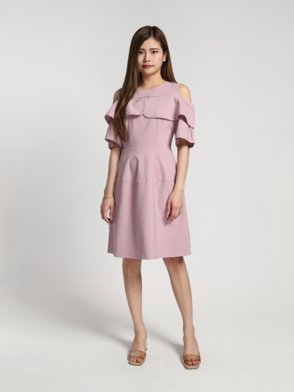 Shoulder Hole Ruffles Dress 27244