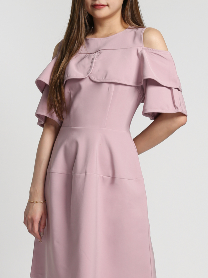 Shoulder Hole Ruffles Dress 27244