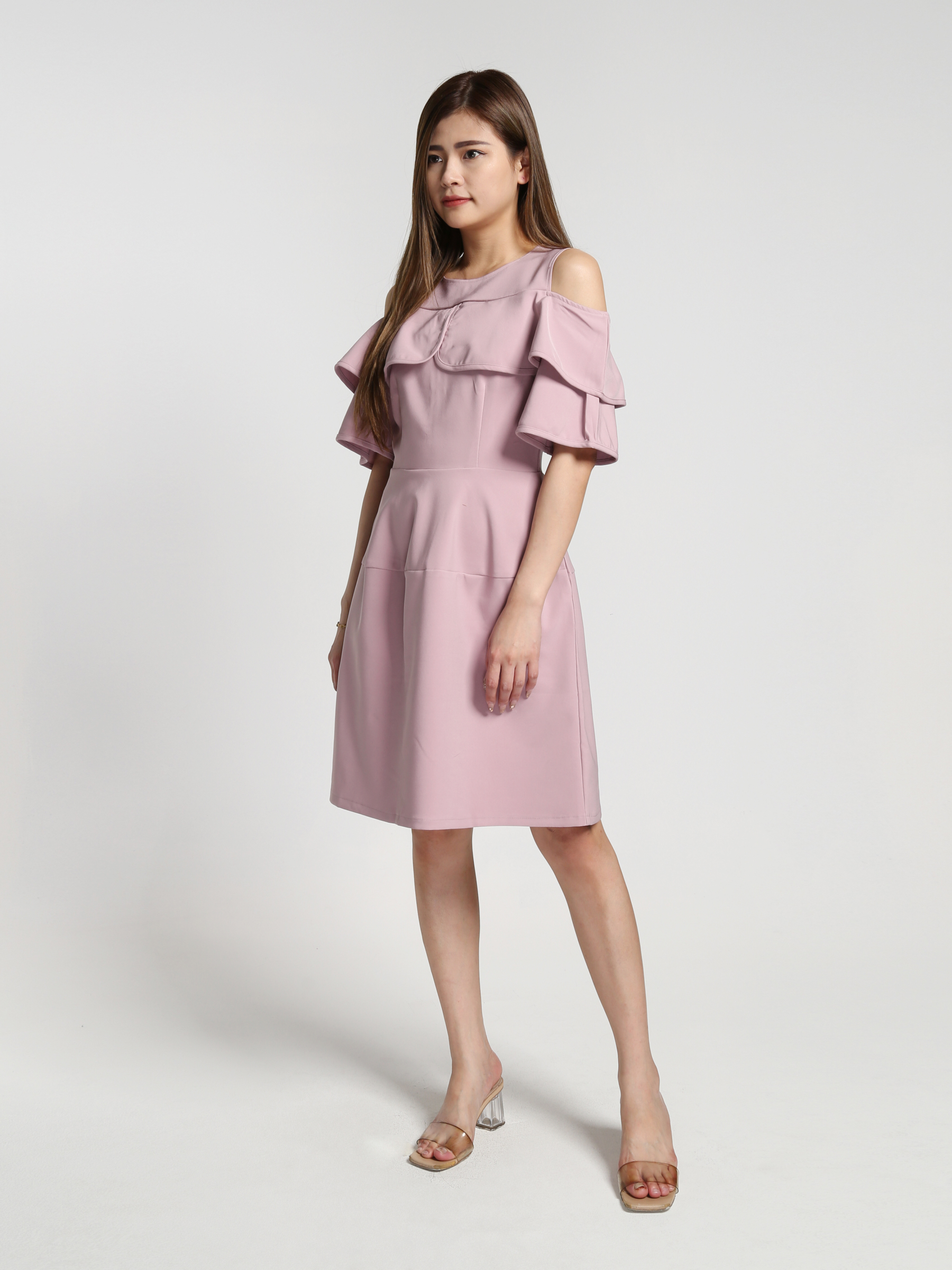 Shoulder Hole Ruffles Dress 27244