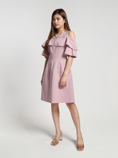 Shoulder Hole Ruffles Dress 27244