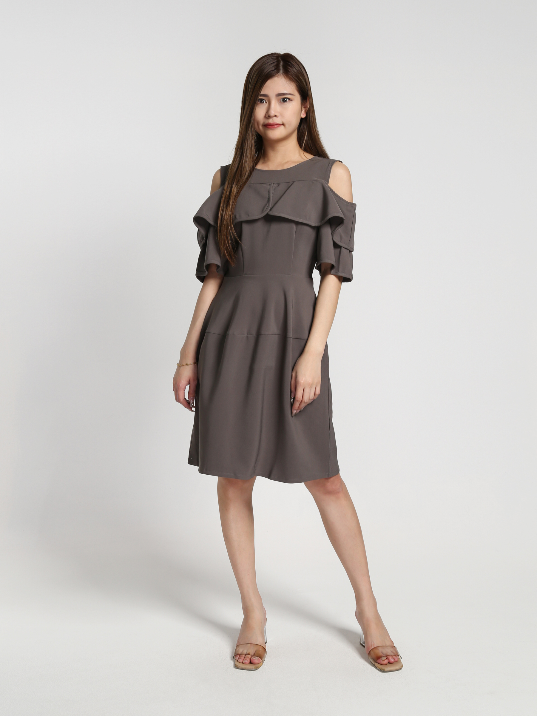 Shoulder Hole Ruffles Dress 27244
