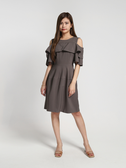 Shoulder Hole Ruffles Dress 27244