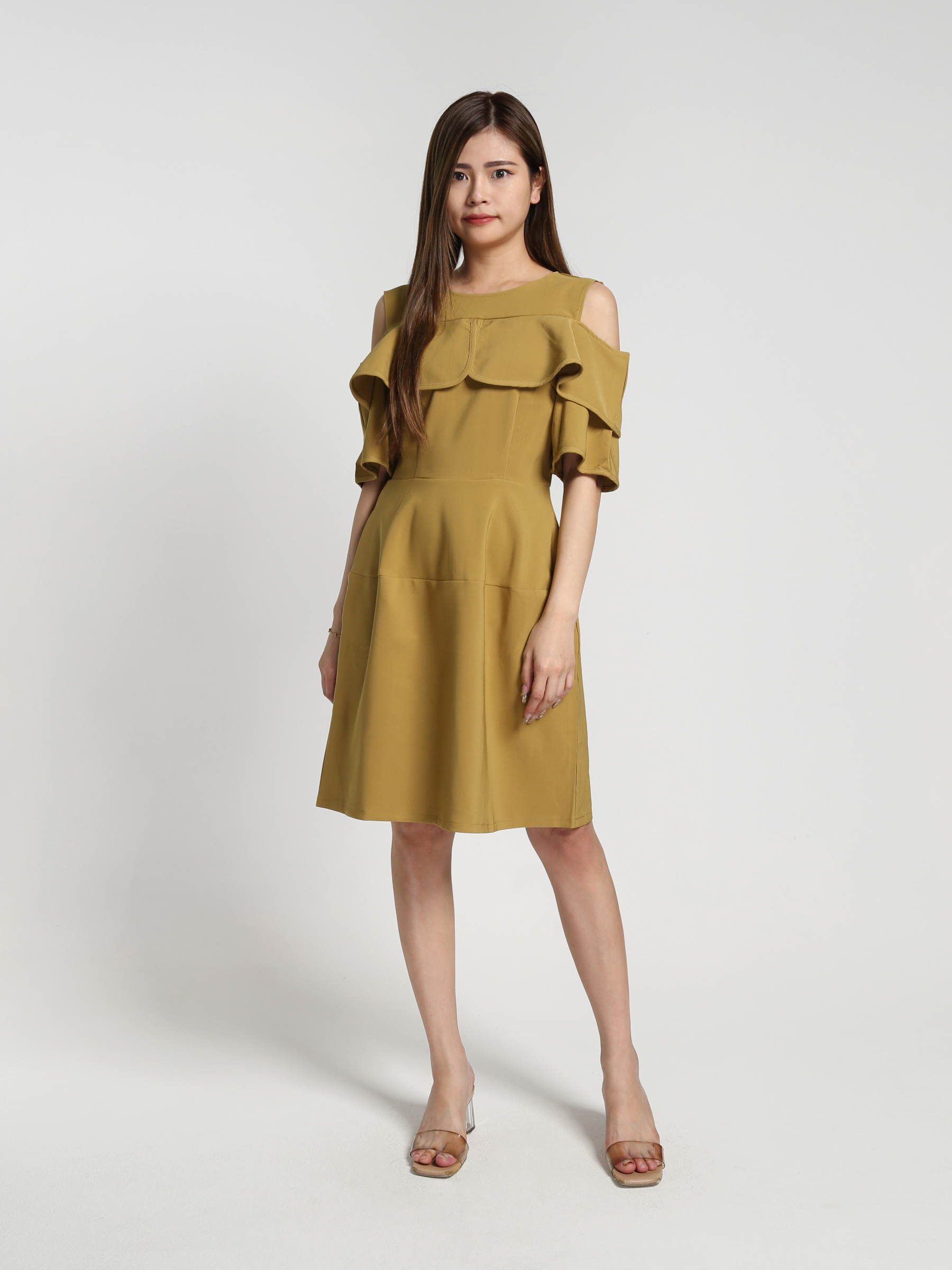 Shoulder Hole Ruffles Dress 27244