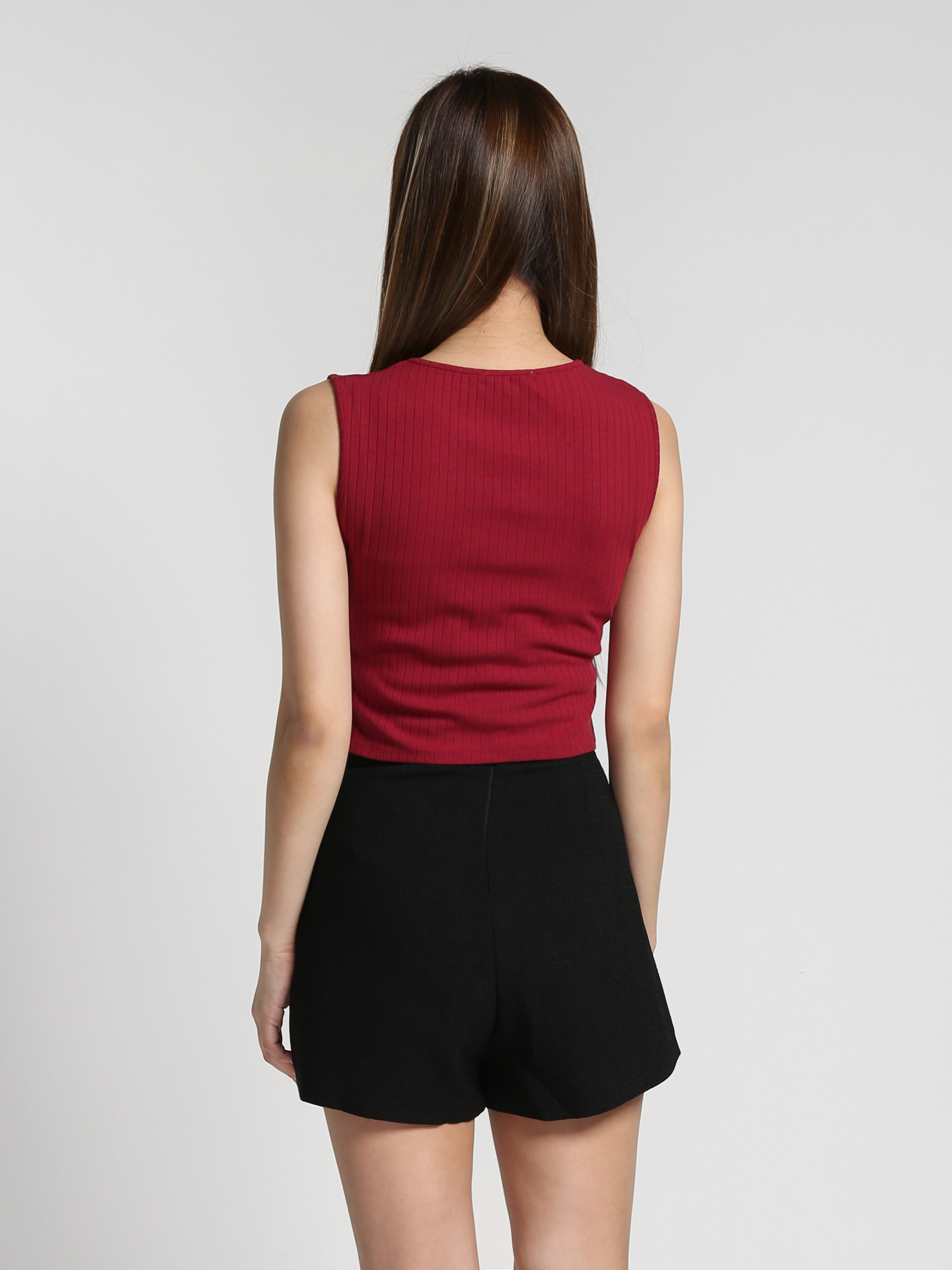Sleeveless Wrap With Decorative Gold Button Top 27270