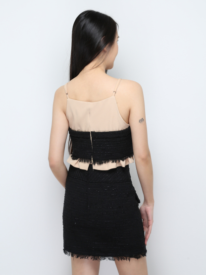 Chanel Style Sleeveless Crop Top With Skirt Set 27325