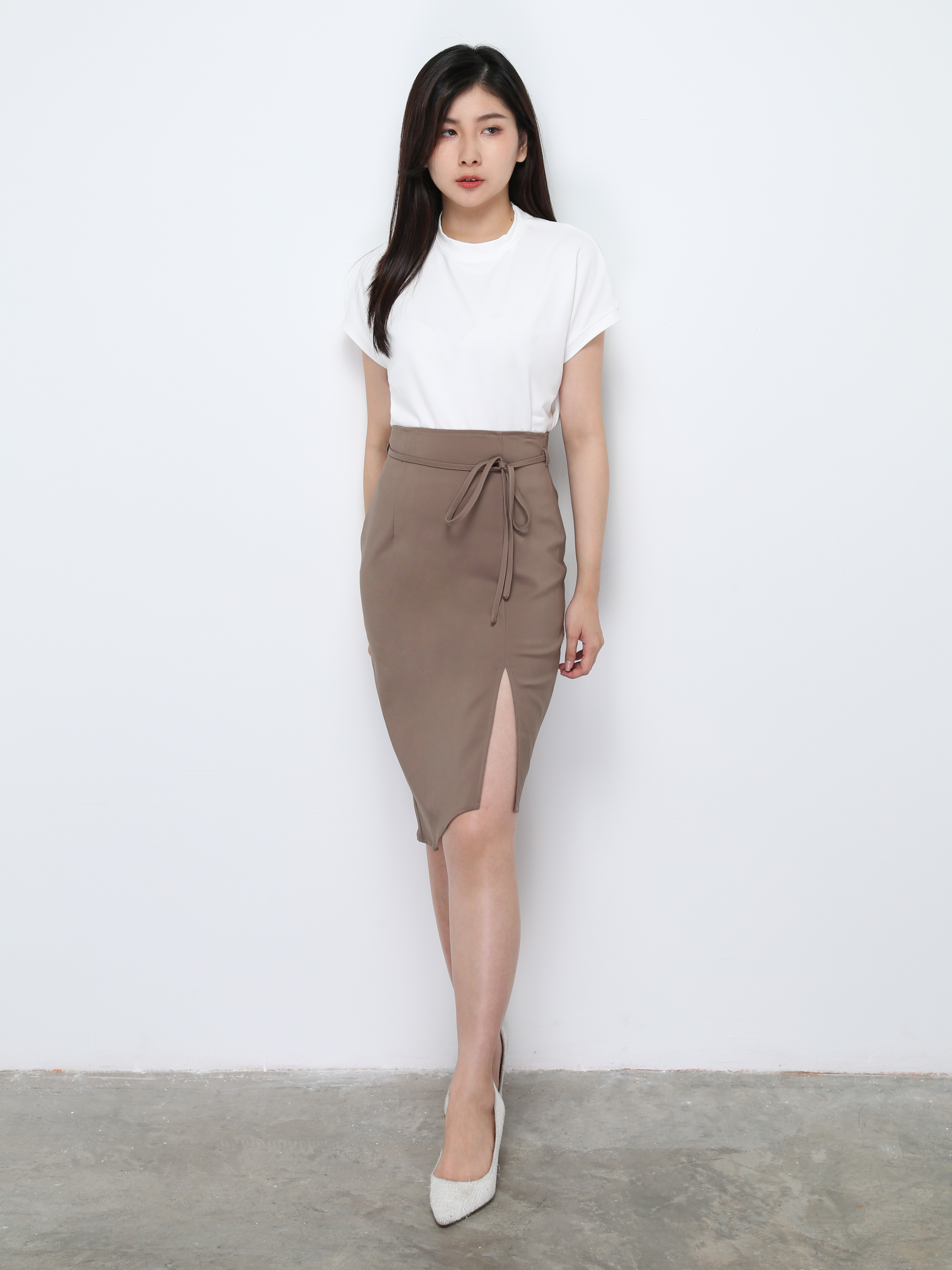 High Waist Irregular Long With Split Skirt 27330