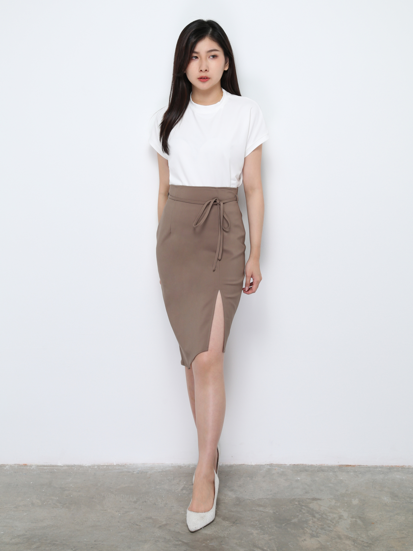 High Waist Irregular Long With Split Skirt 27330
