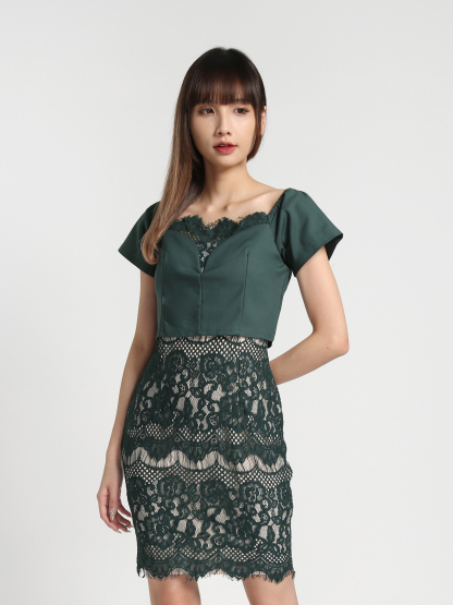 Off Shoulder With Lace Dress 27331