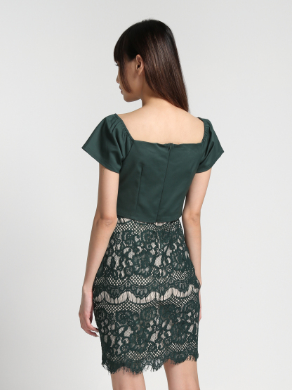 Off Shoulder With Lace Dress 27331