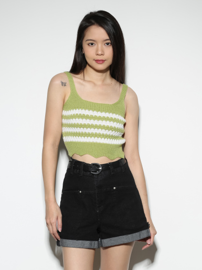 Knitted Stripe Sleeveless Top 27338