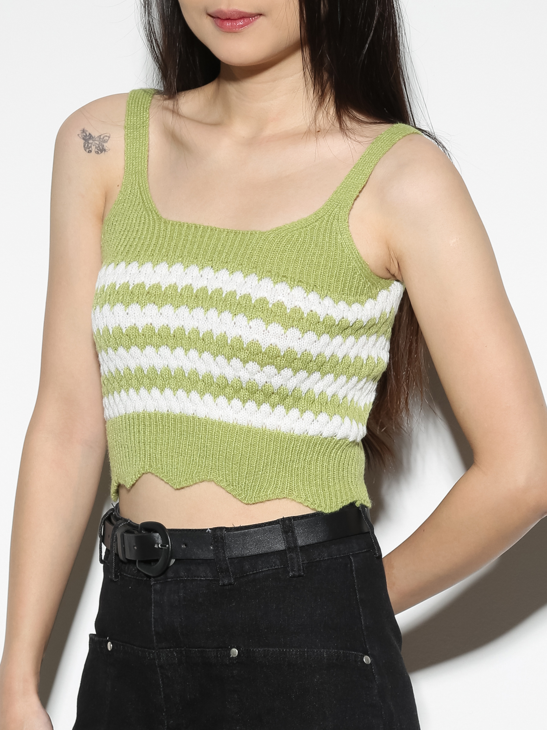 Knitted Stripe Sleeveless Top 27338