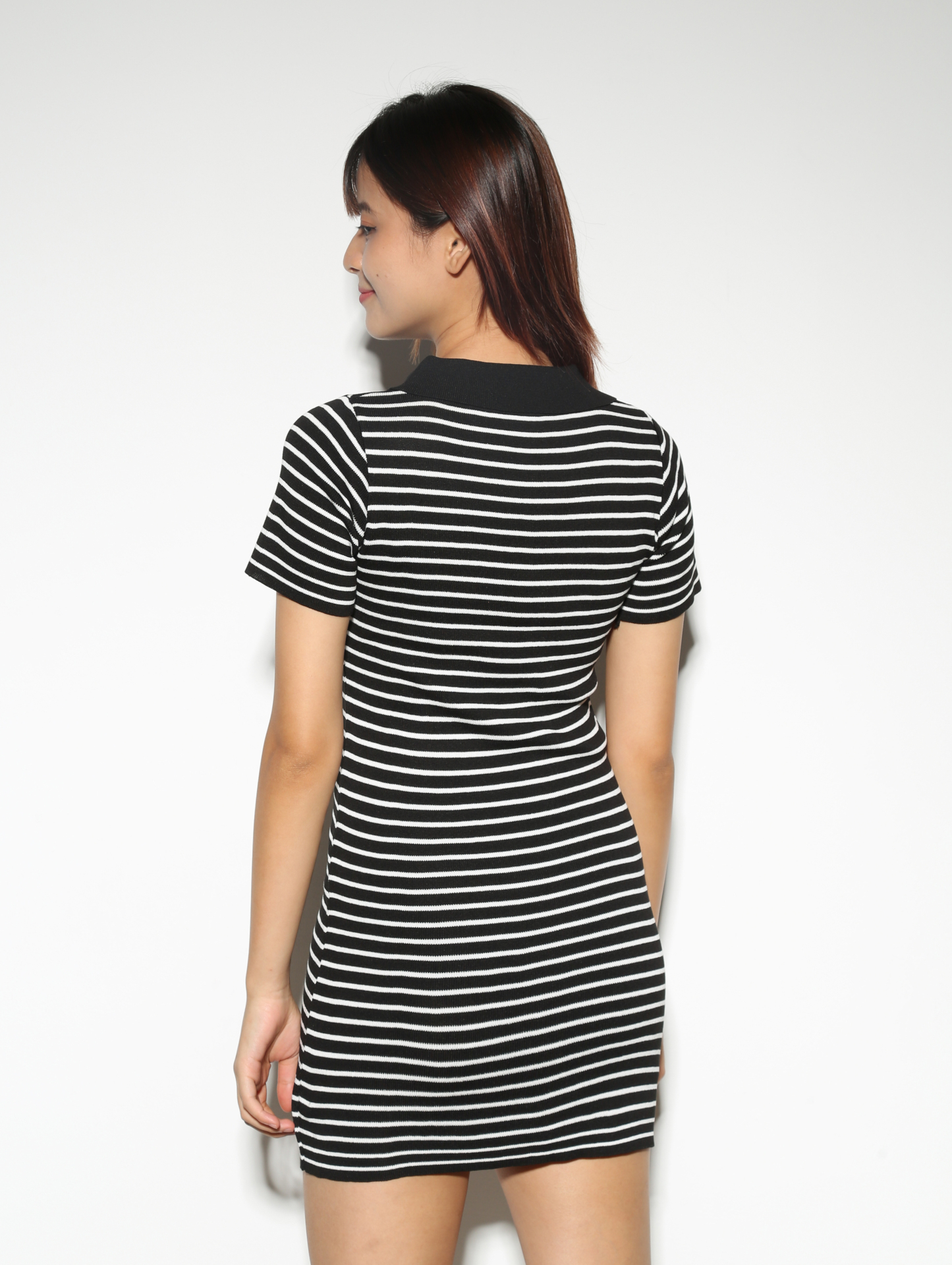 V Neck Collar Stripe Dress 28425