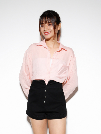Denim Front Decorative Button Short Pant 27444