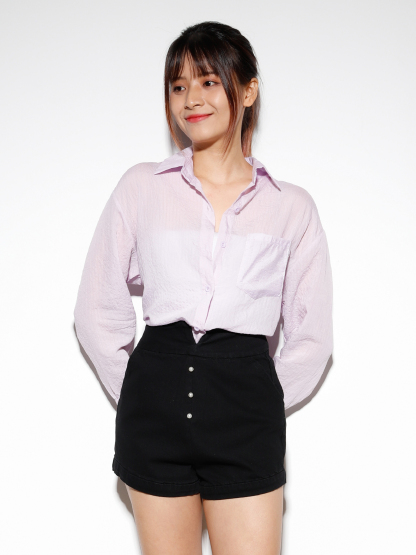 Denim Front Decorative Button Short Pant 27444
