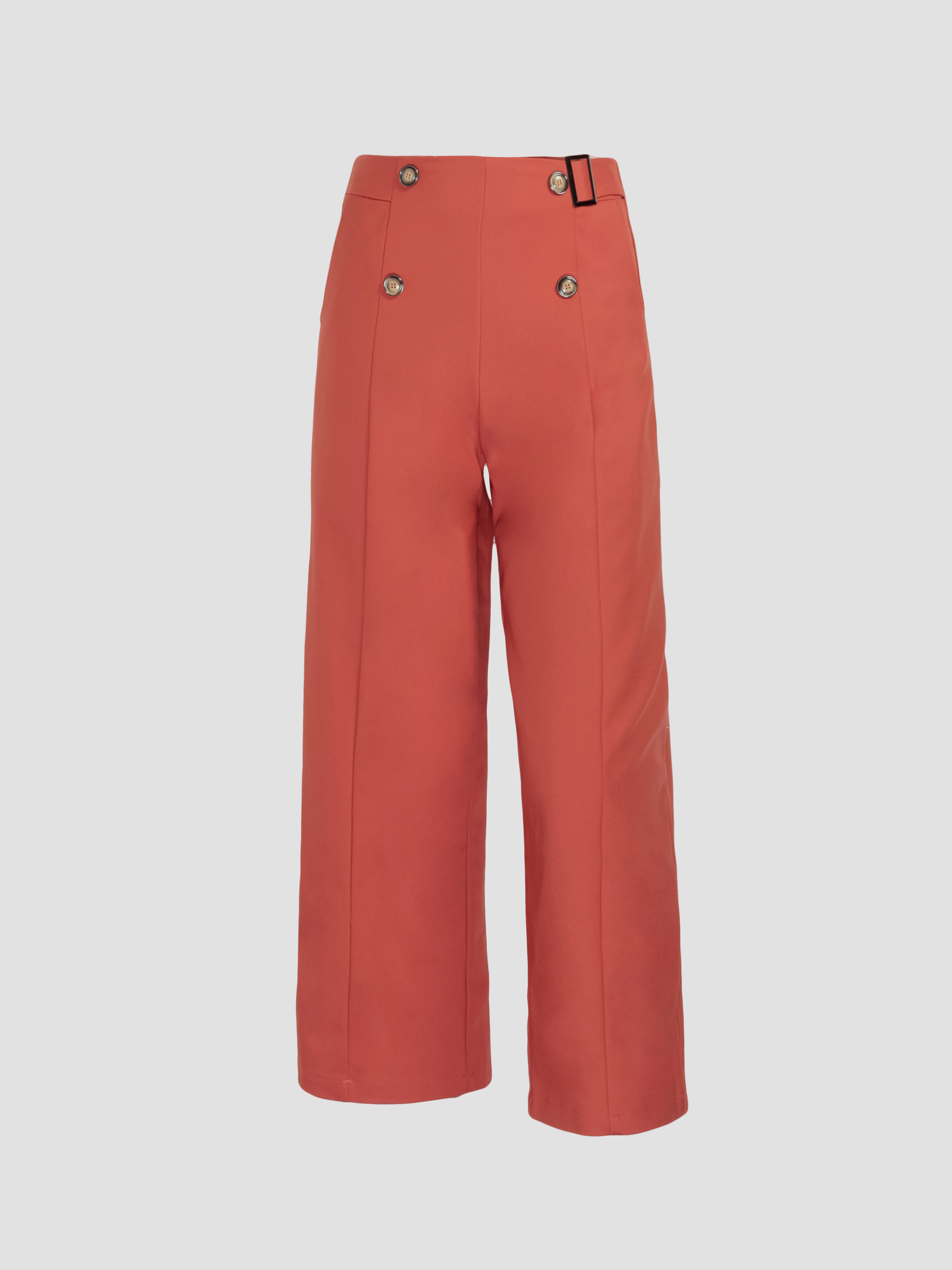 High Waist Side Pocket Long Pants 27513