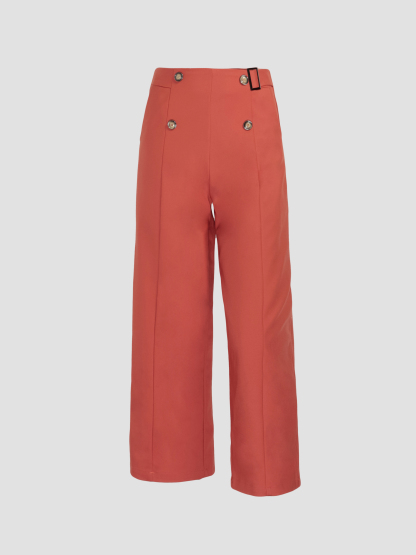 High Waist Side Pocket Long Pants 27513