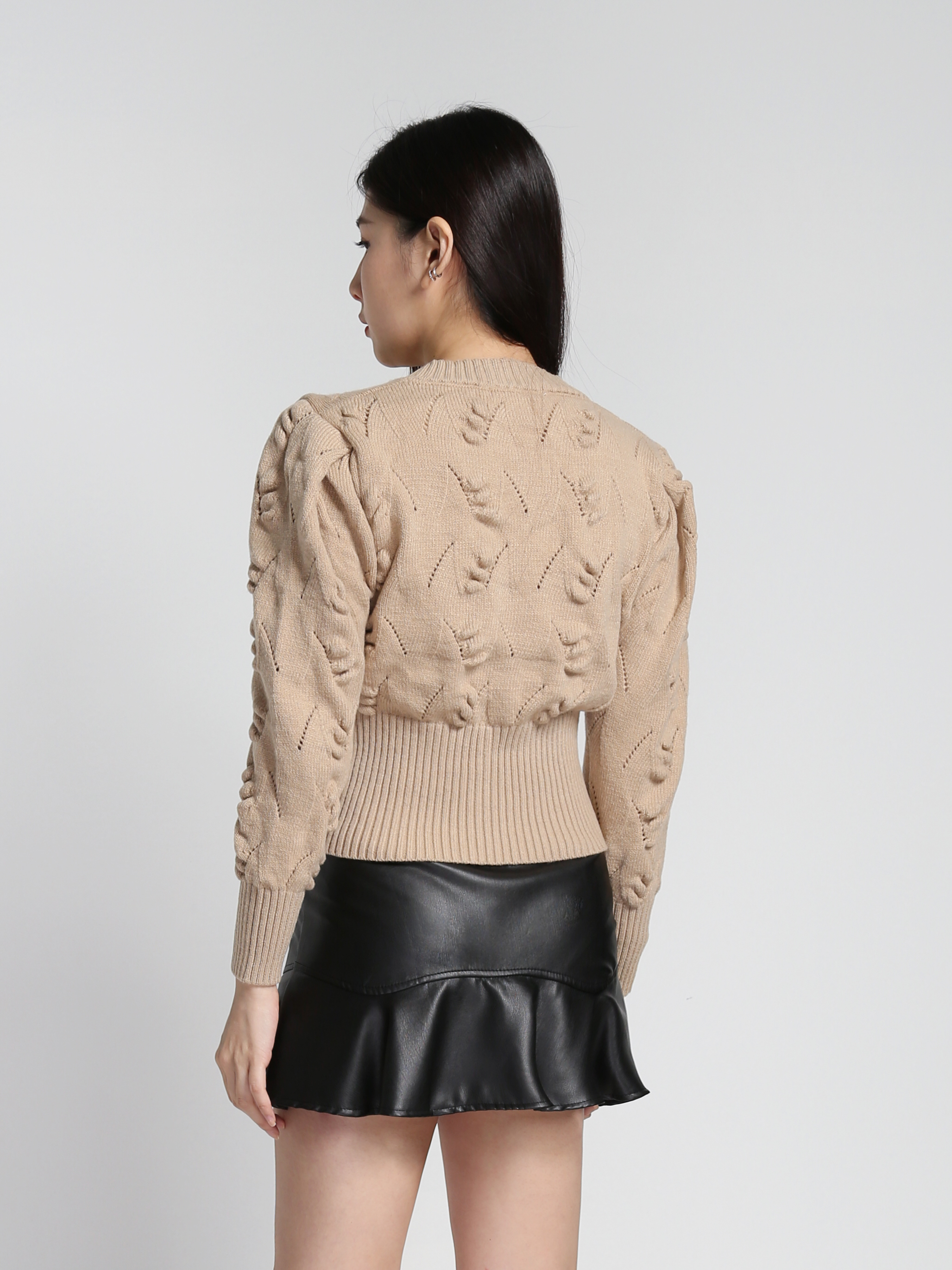 High Waist Leather Ruffles Skirt 26787