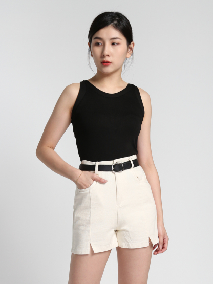 High Waist With Split With Belt Short Pants 27275