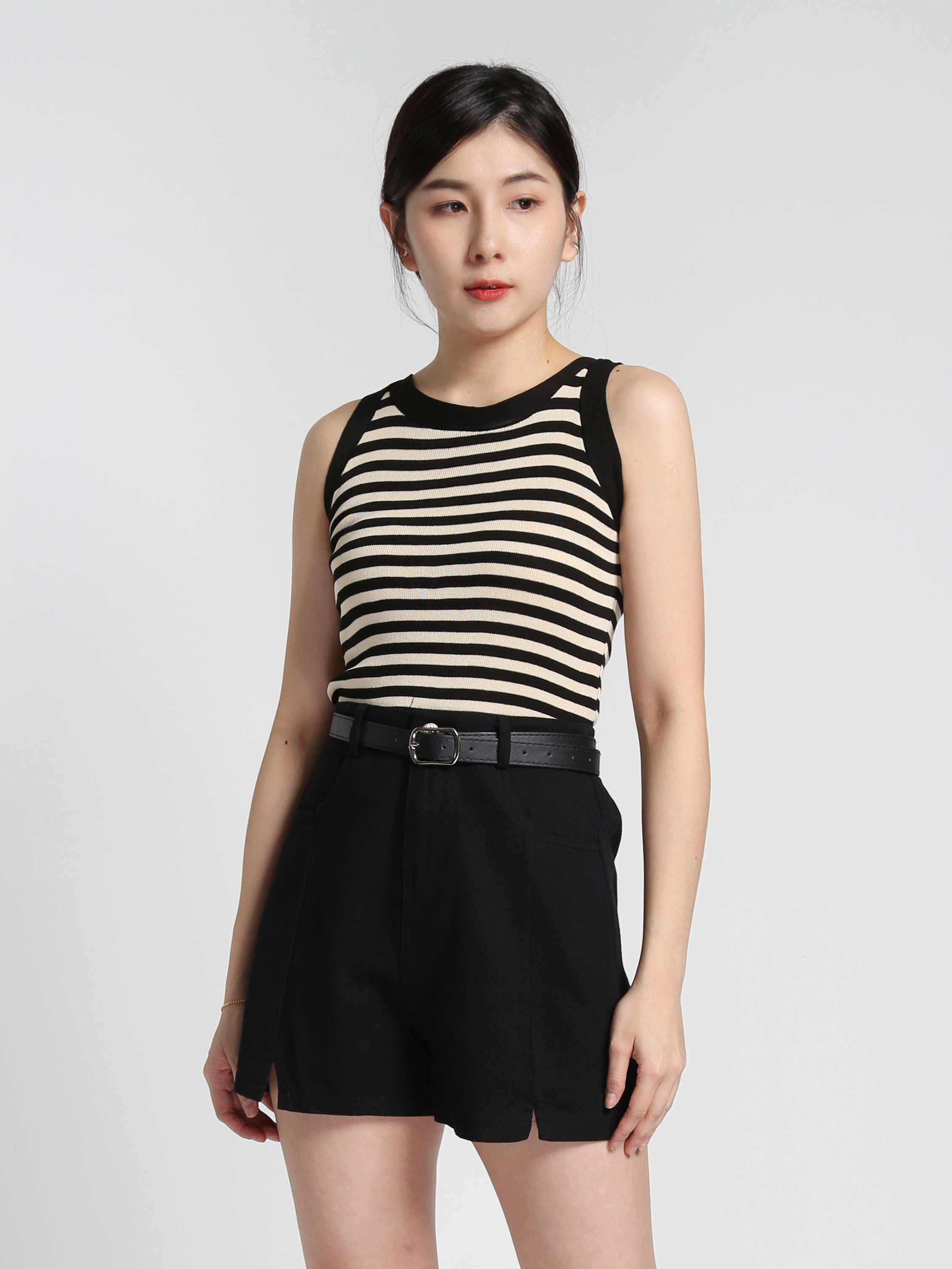 High Waist With Split With Belt Short Pants 27275