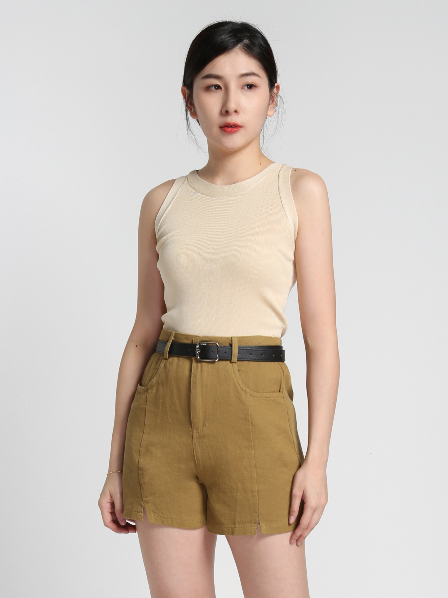 High Waist With Split With Belt Short Pants 27275
