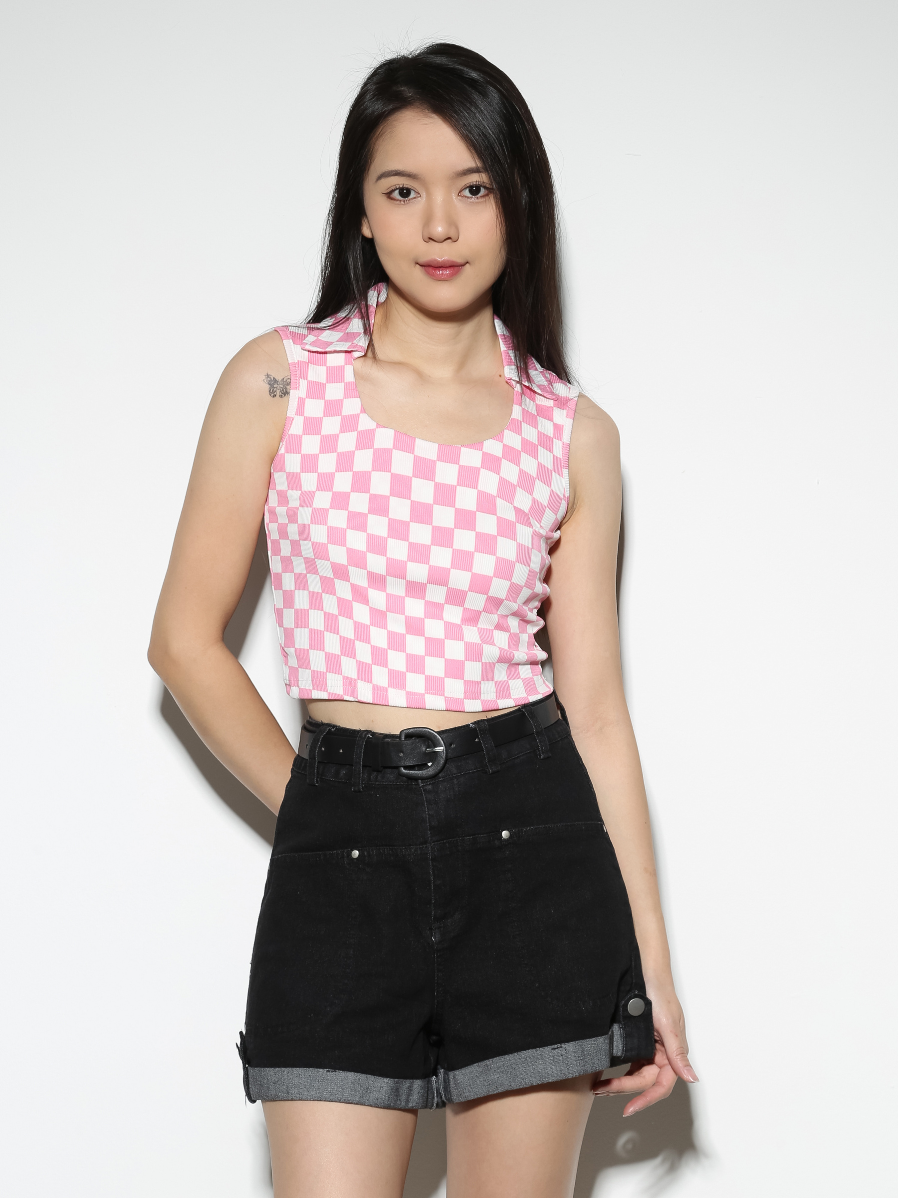 Collar Sleeveless Top 27548