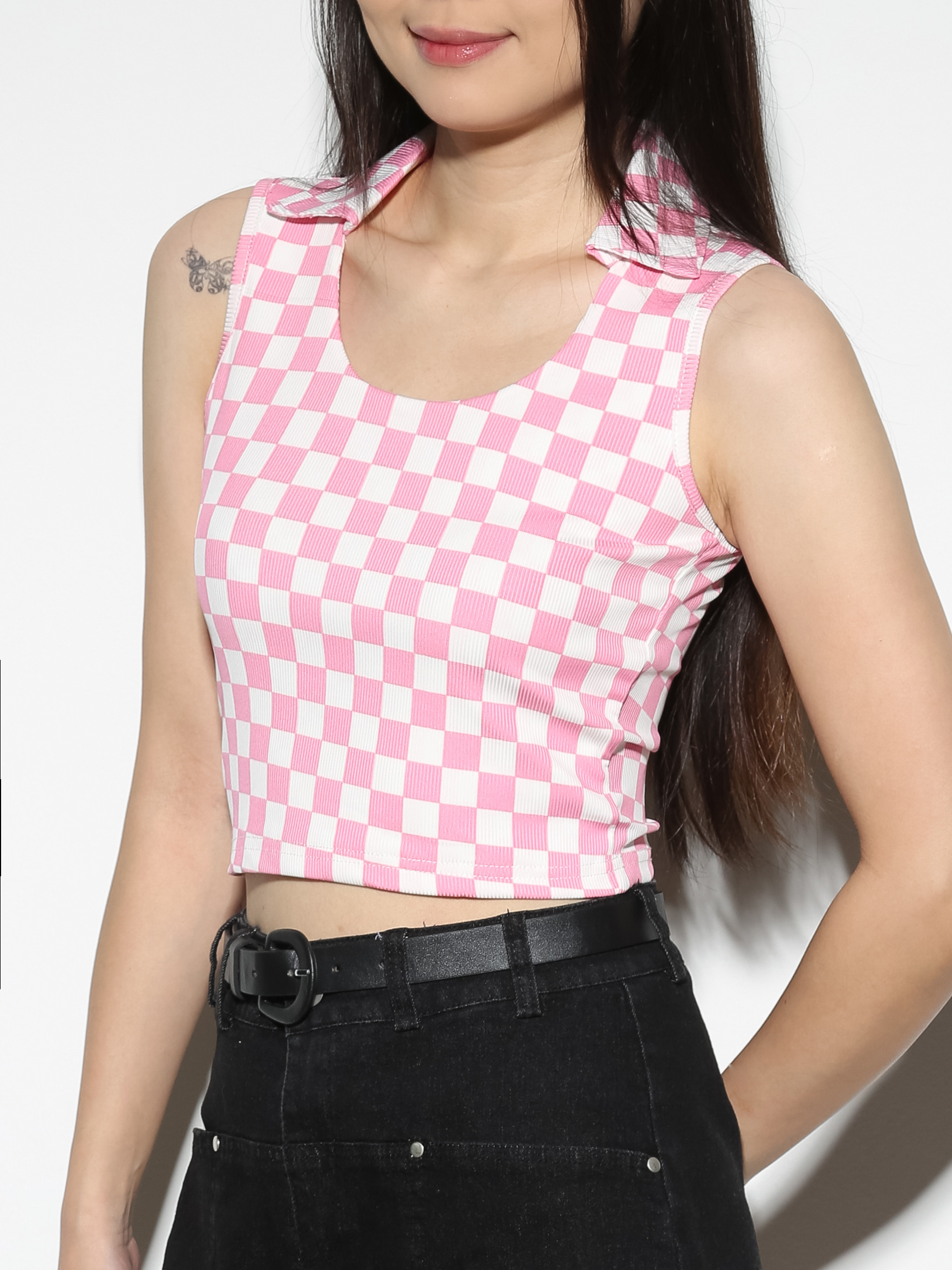 Collar Sleeveless Top 27548