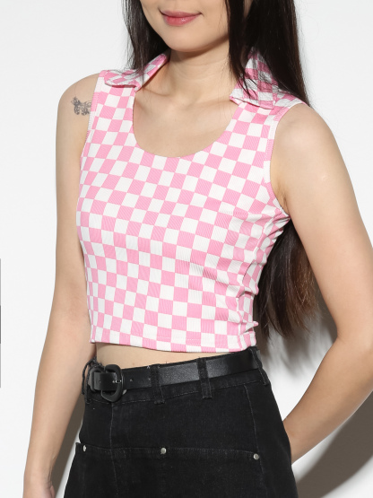 Collar Sleeveless Top 27548