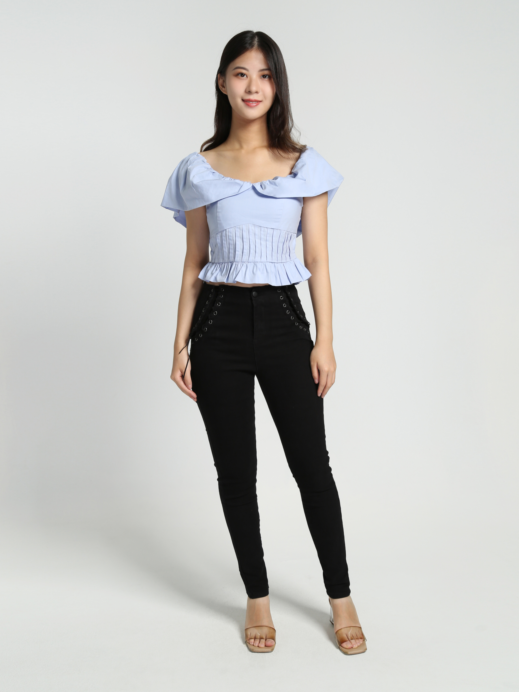 High Waist Deocrative Tie Up Long Pants 27726