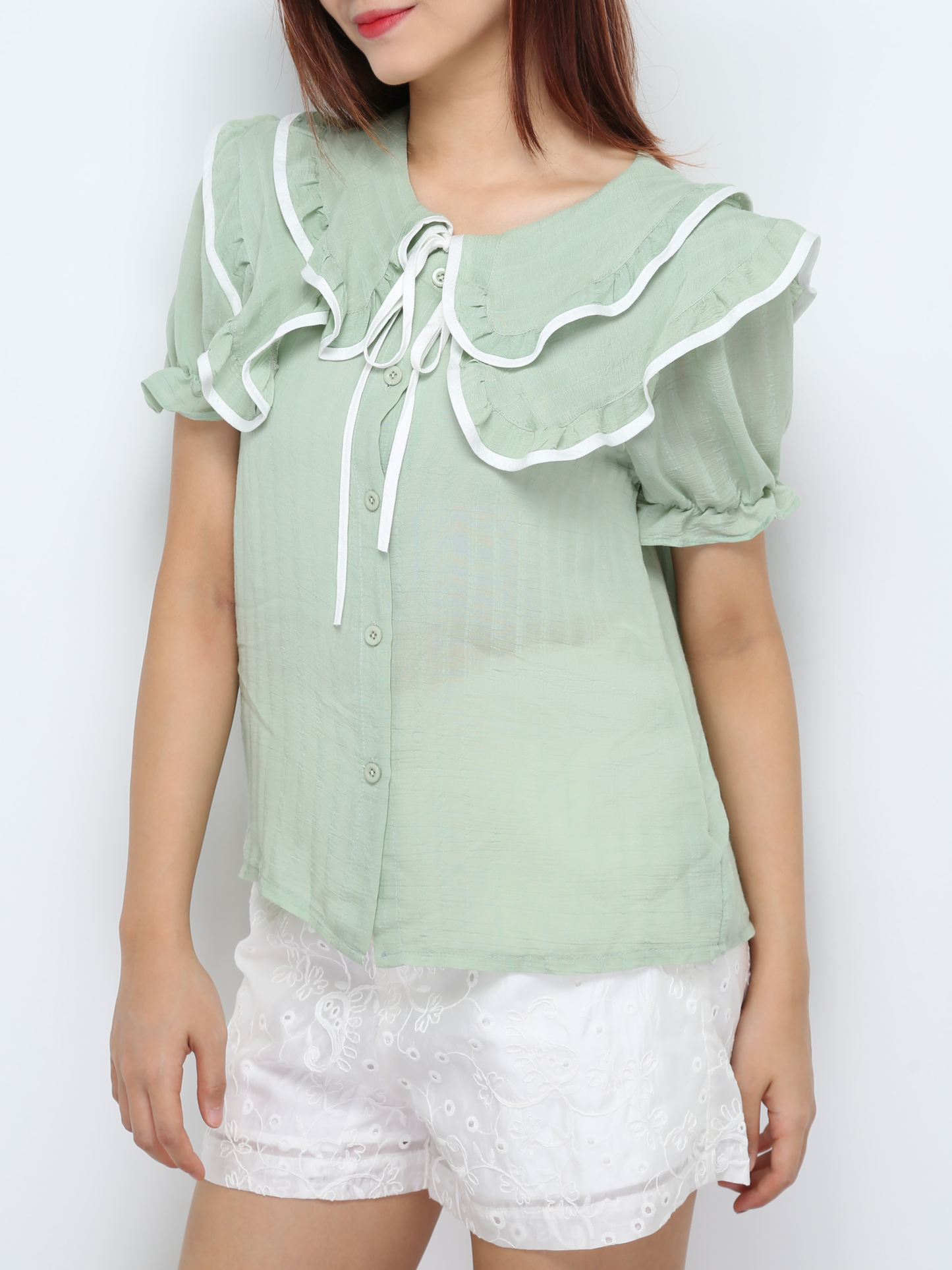 Collar Short Sleeve Top 27611
