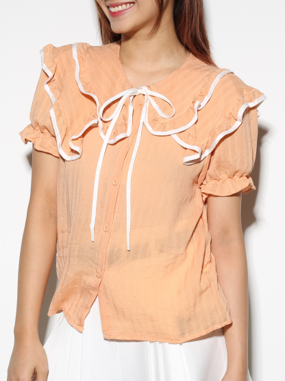 Collar Short Sleeve Top 27611
