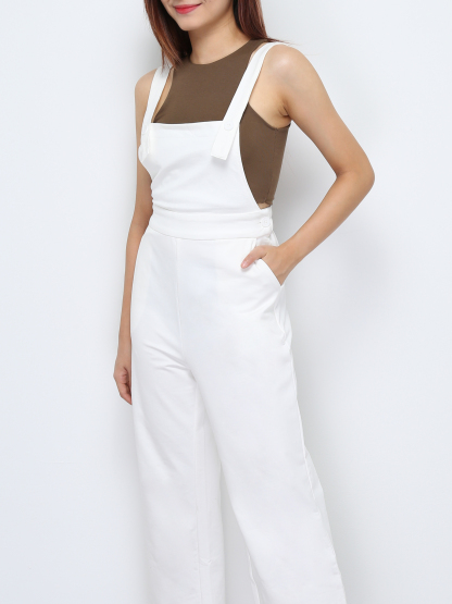 Plain Side Pocket With  Button Jumpsuit 27644