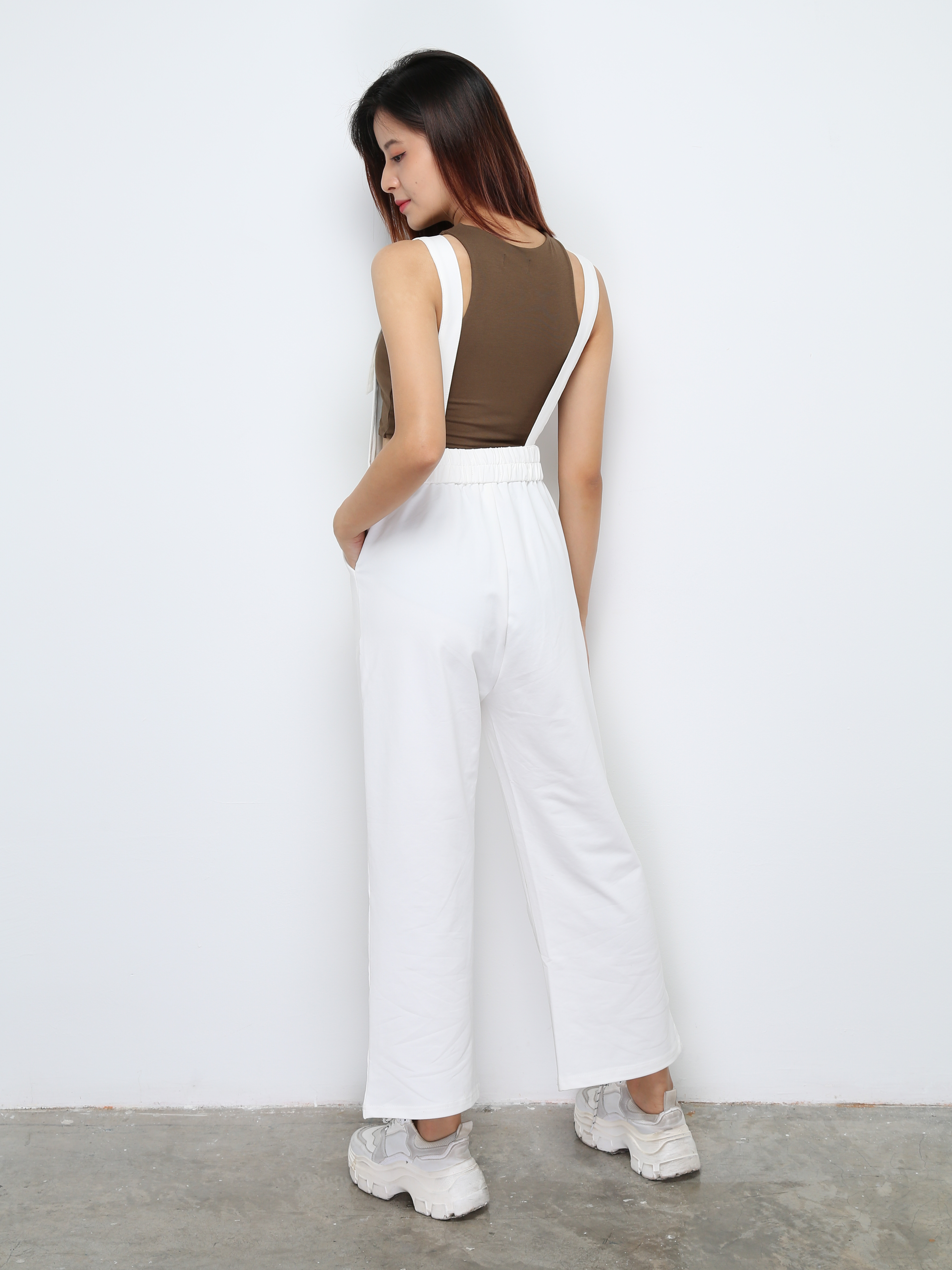 Plain Side Pocket With  Button Jumpsuit 27644