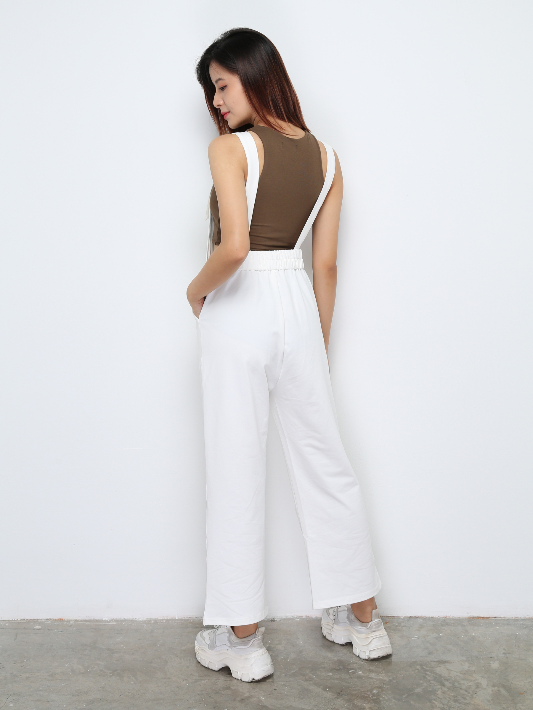 Plain Side Pocket With  Button Jumpsuit 27644