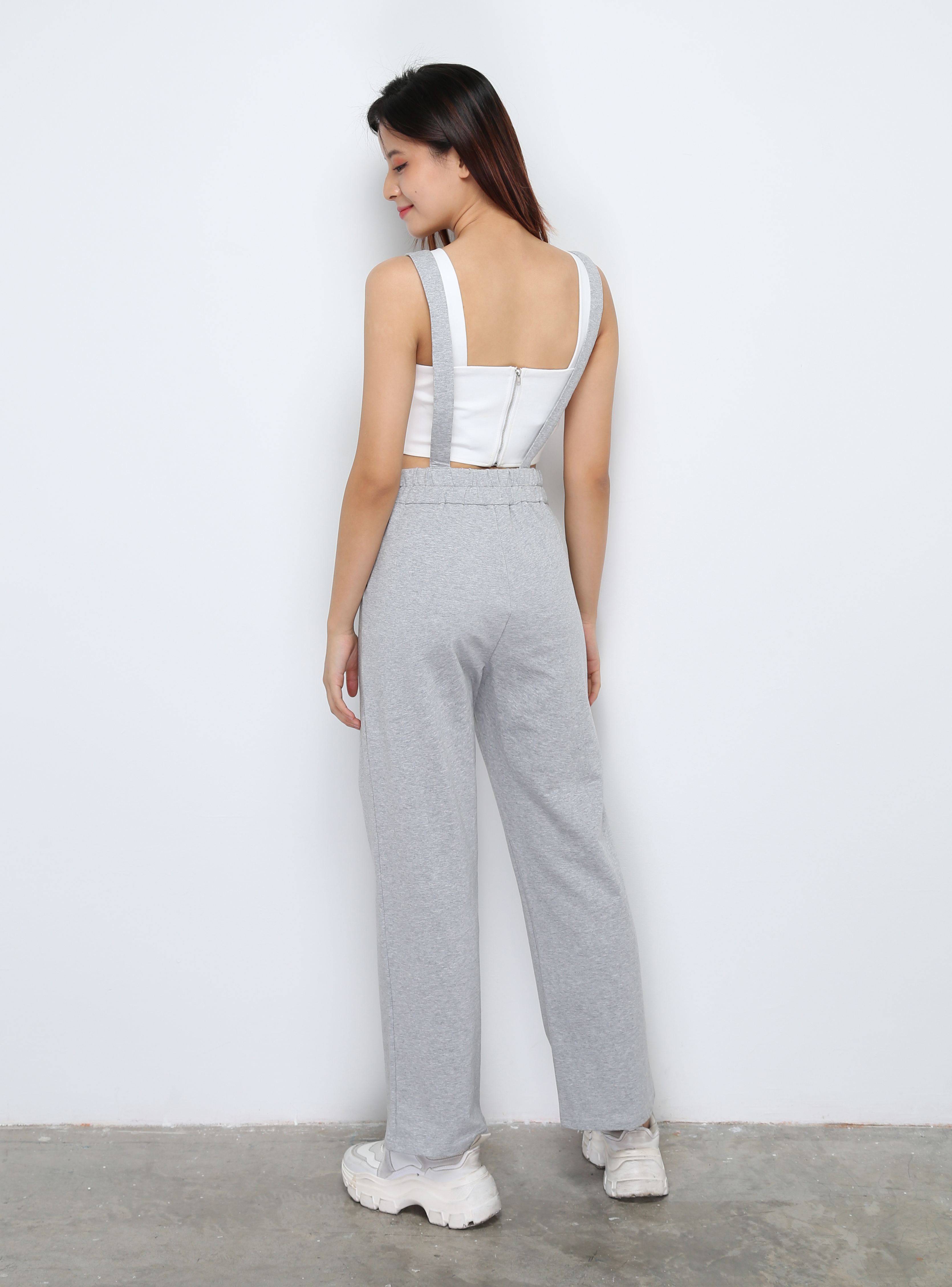 Plain Side Pocket With  Button Jumpsuit 27644