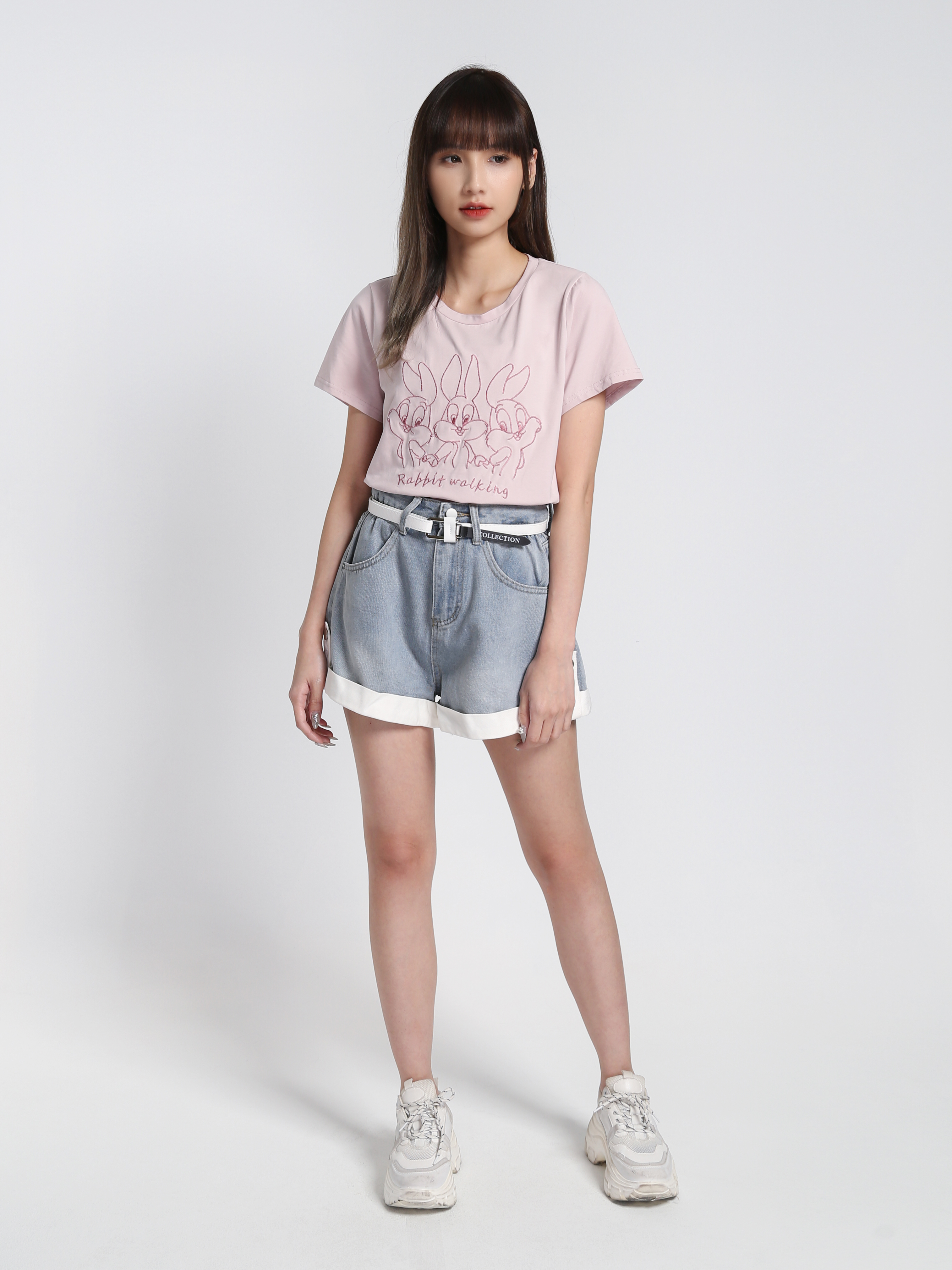 Denim High Waist With Belt Short Pants 27587