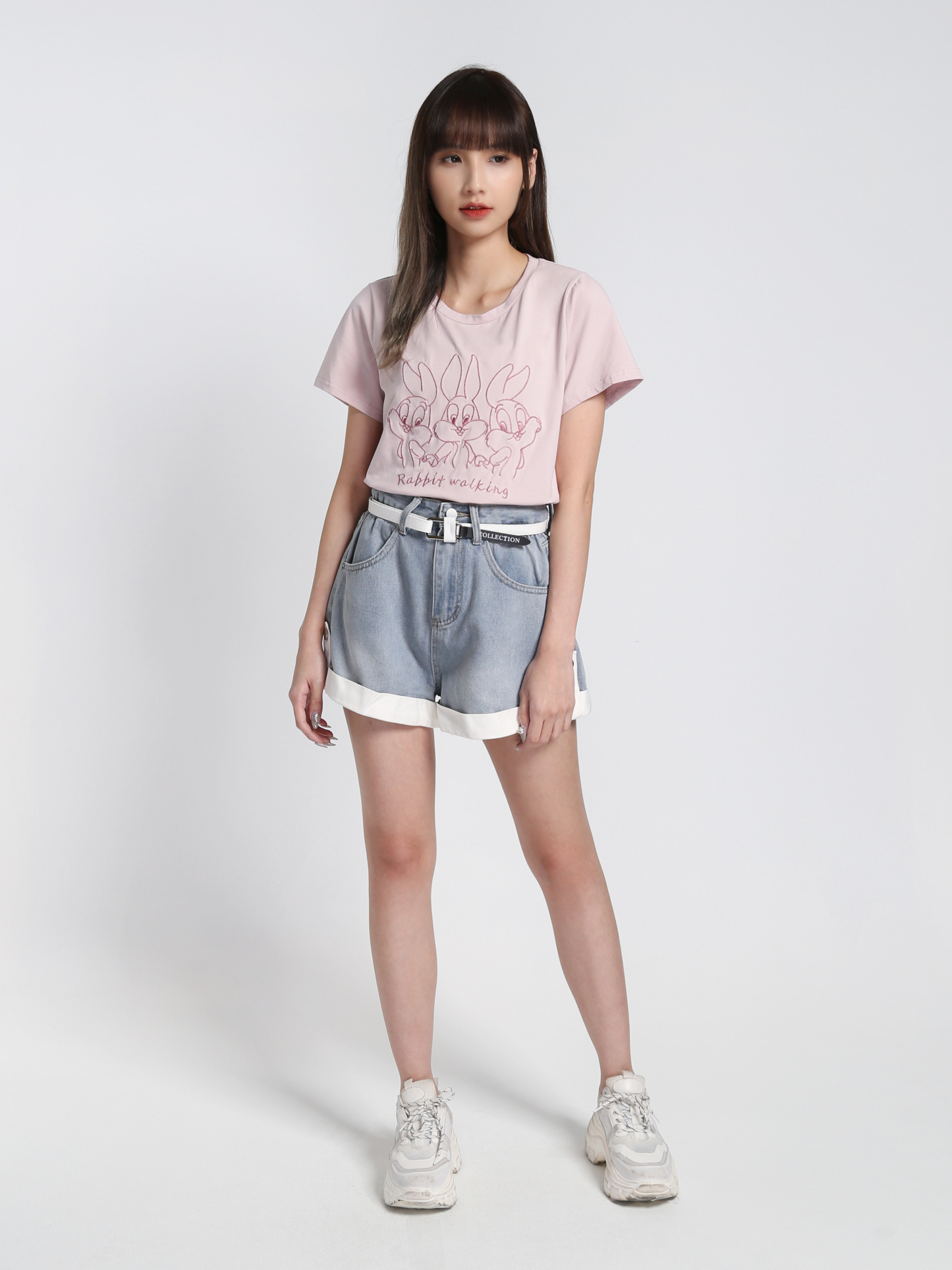 Denim High Waist With Belt Short Pants 27587