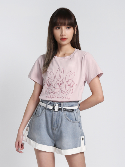 Denim High Waist With Belt Short Pants 27587