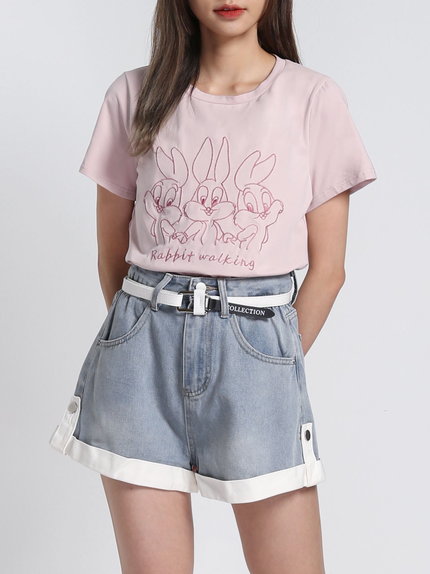 Denim High Waist With Belt Short Pants 27587