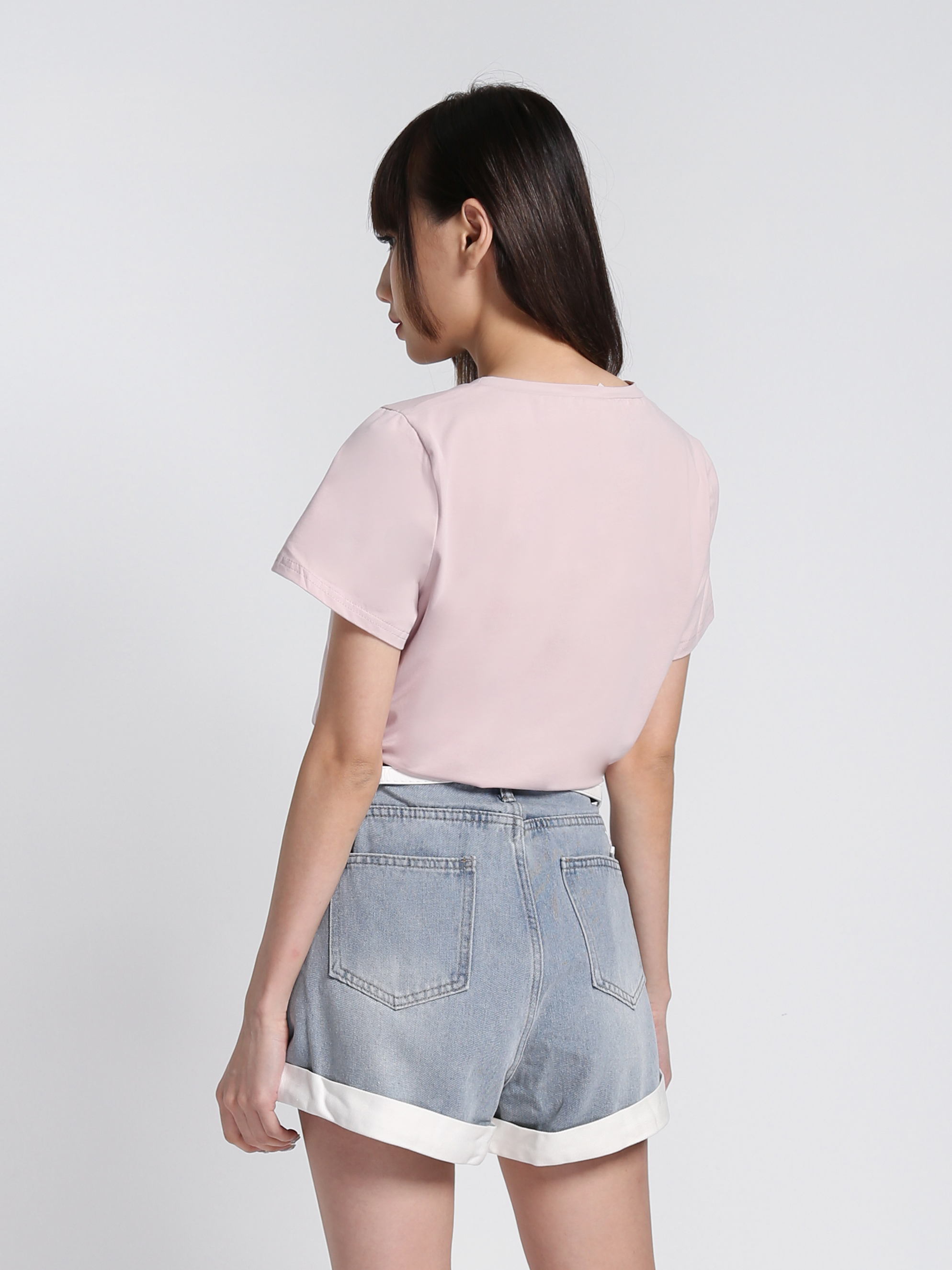 Denim High Waist With Belt Short Pants 27587