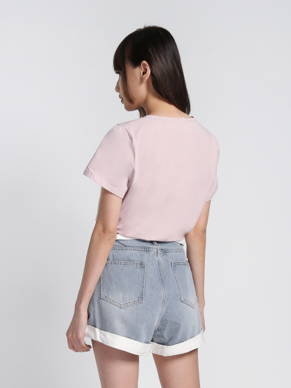 Denim High Waist With Belt Short Pants 27587