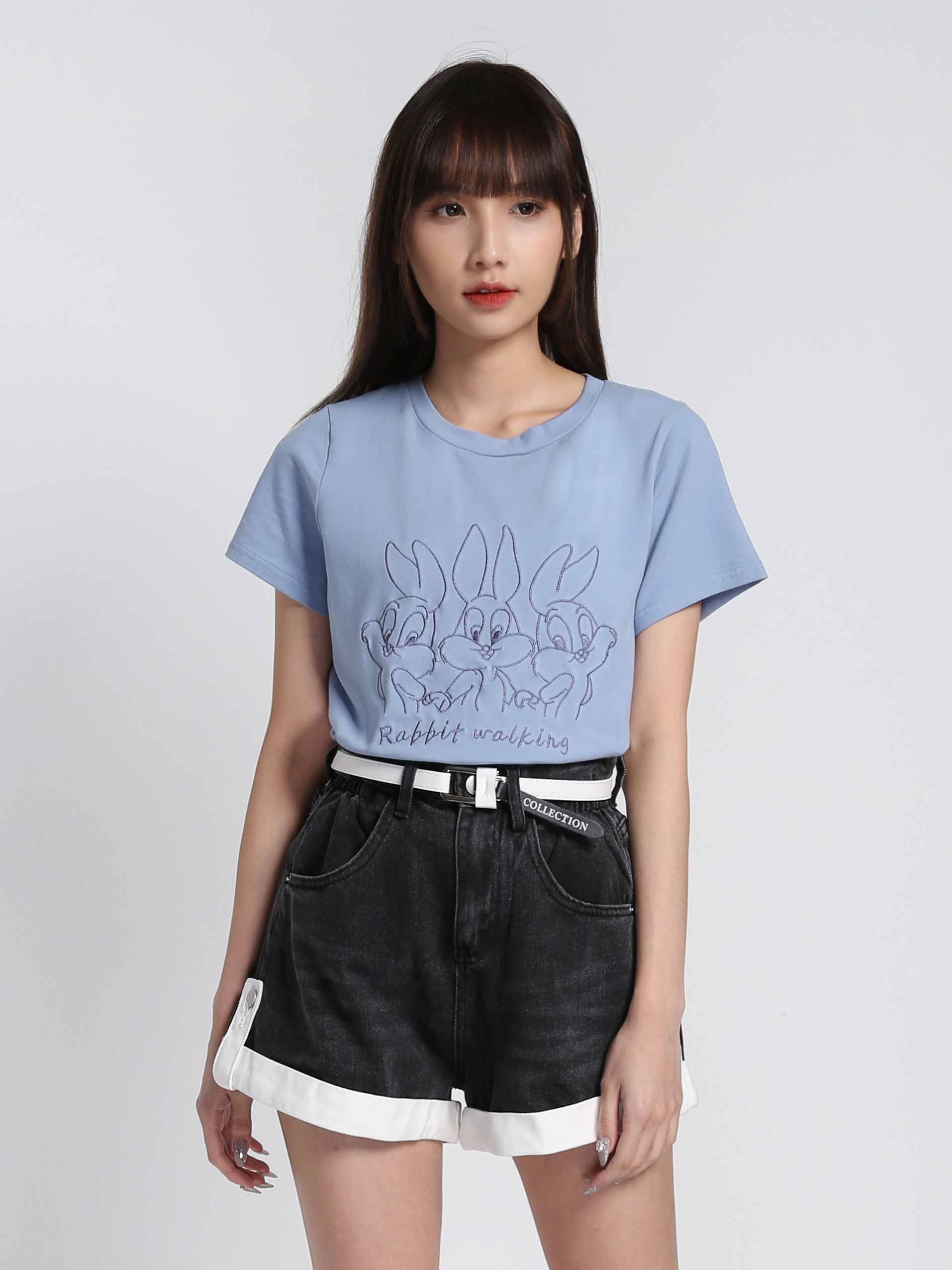 Denim High Waist With Belt Short Pants 27587