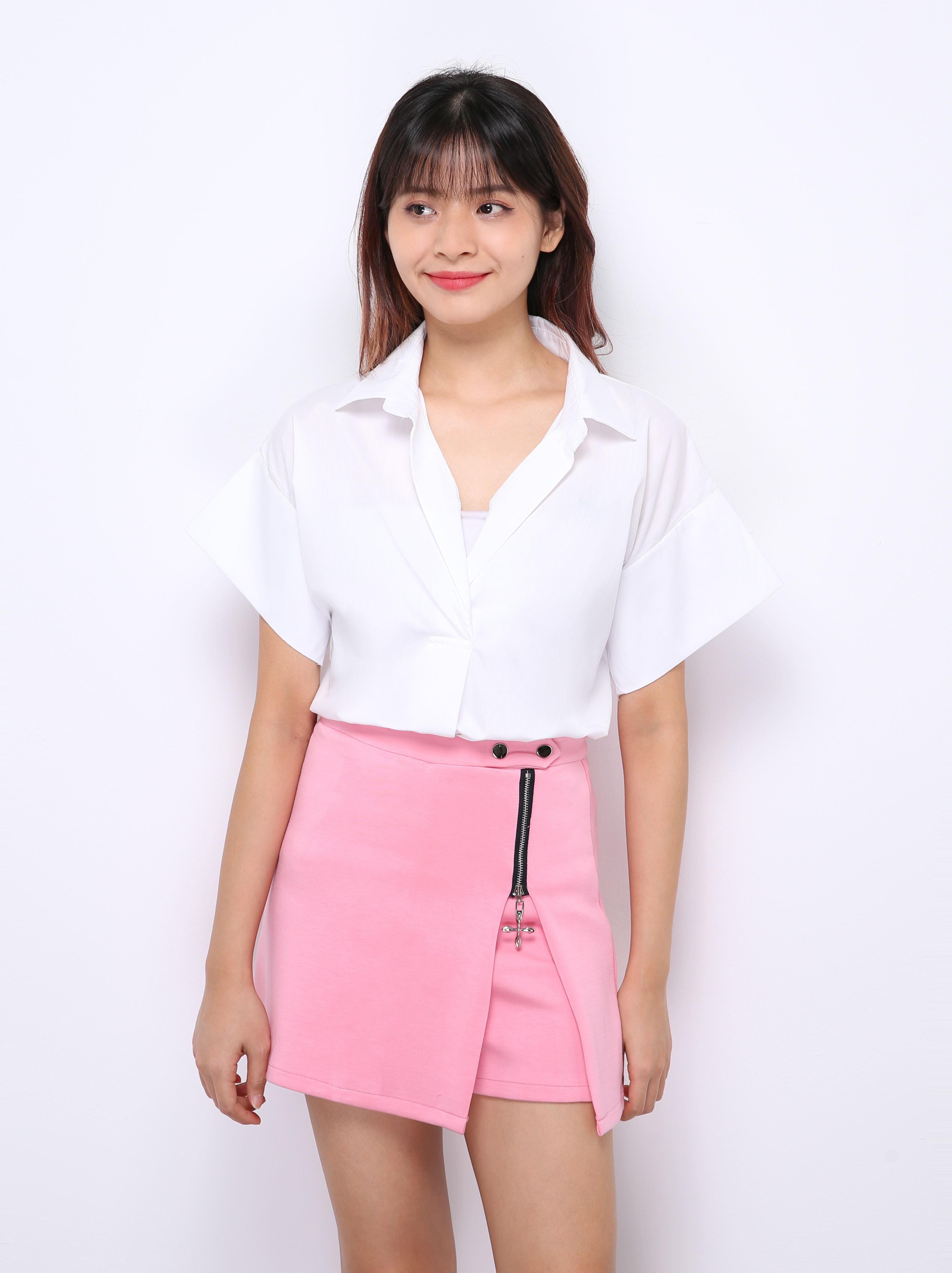 Side Zip With Split Skirt Pants 27660