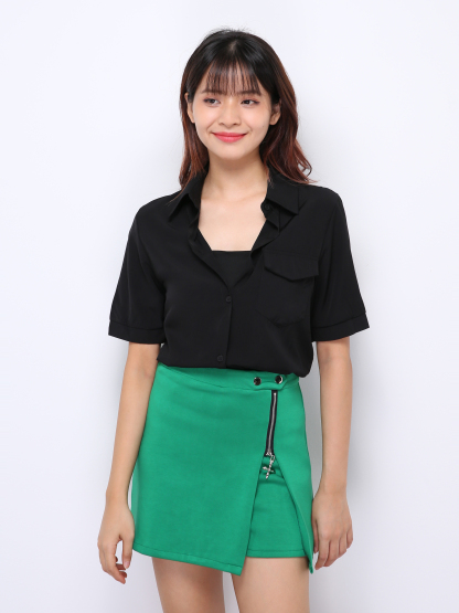 Side Zip With Split Skirt Pants 27660