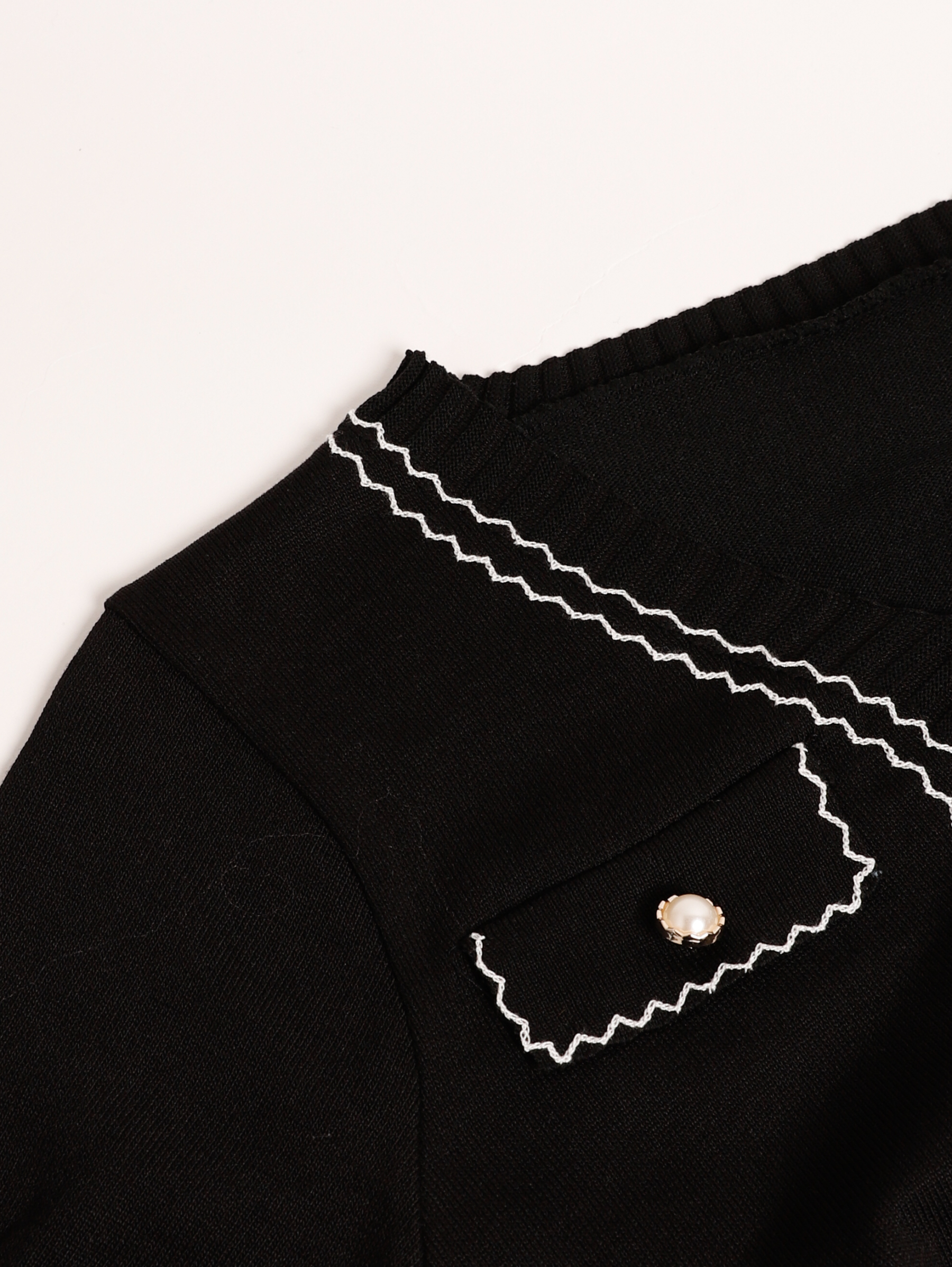 Knitted Front Decorative Button Top 27689